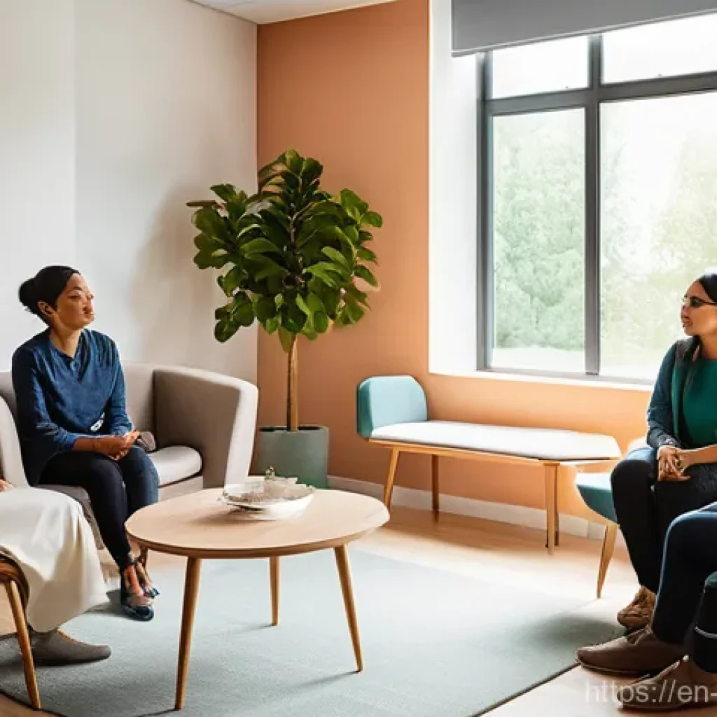 범죄 피해자 지원단체 활동 사례 - **Prompt:** A diverse group of 4-6 adults, aged 25-60, are seated comfortably in a brightly lit, mod...