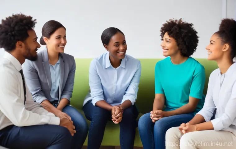 범죄 피해자 신변 보호 - **Prompt 1: A Moment of Compassionate Support**
    "A diverse group of individuals (adults and youn...