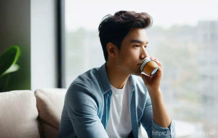 범죄 피해자 지원 서비스 리뷰 - **Prompt:** A solo figure, appearing thoughtful but not defeated, sitting in a gently lit, modern li...