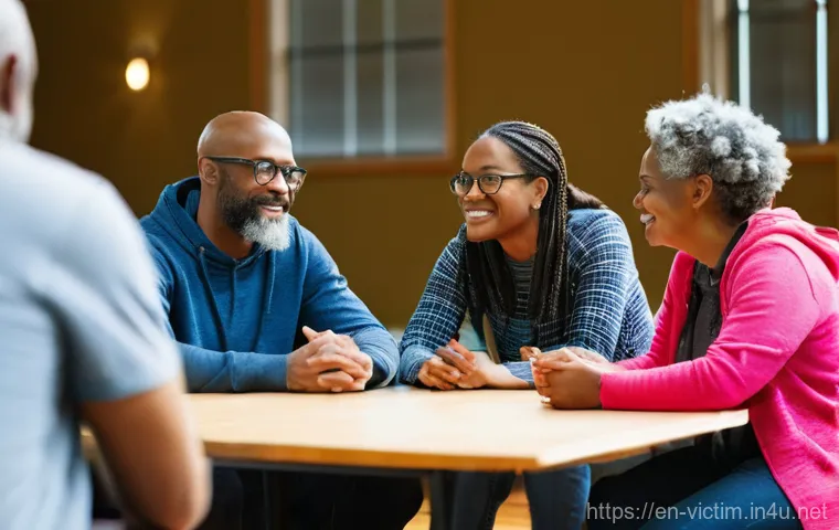 범죄 피해자 지원 서비스 리뷰 - **Prompt:** A compassionate scene inside a counseling office. A person, fully clothed and looking co...