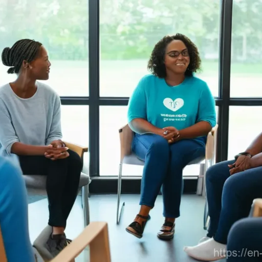 범죄 피해자 심리 치료 센터 - **Prompt:** A diverse group of individuals, depicted as adults and young adults (over 15 years old),...