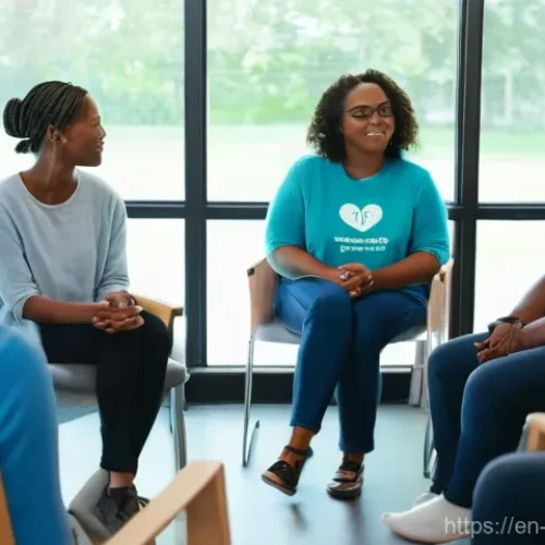 범죄 피해자 심리 치료 센터 - **Prompt:** A diverse group of individuals, depicted as adults and young adults (over 15 years old),...