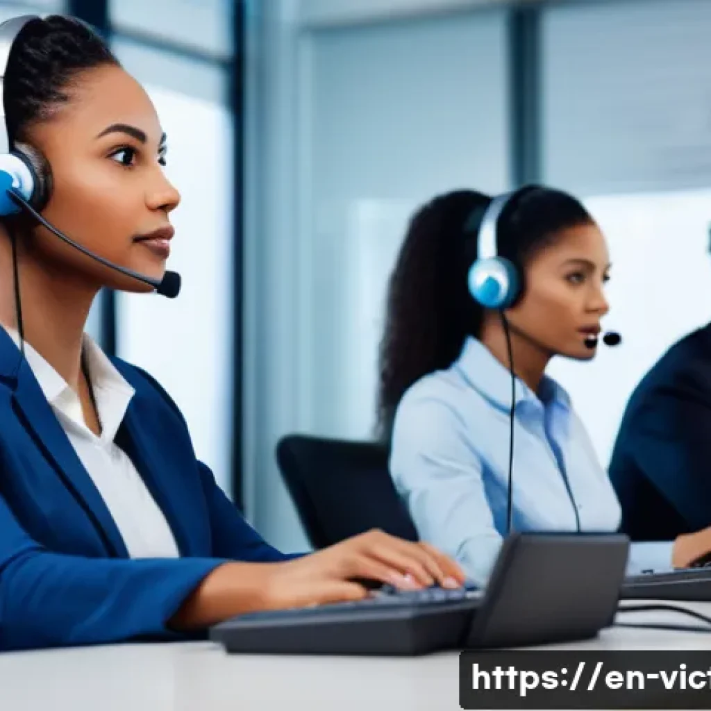 범죄 피해자 후원 단체 - A warm, inviting crisis hotline call center scene featuring a diverse group of empathetic counselors...