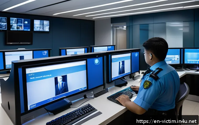 범죄 피해자 증언 보호 - A high-tech witness protection control room featuring biometric identification devices such as finge...